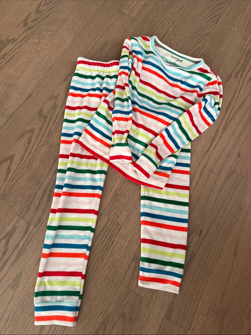 Cat & Jack Multicolor Striped Long-Sleeve Pajama Set - Red, Blue, Green